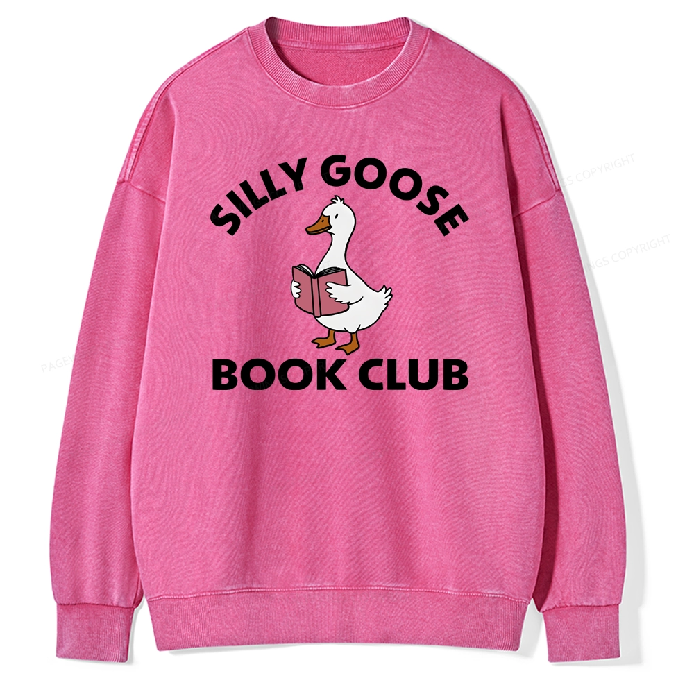 Pagewing Cute Silly Goose Unisex Washed Sweatshirt