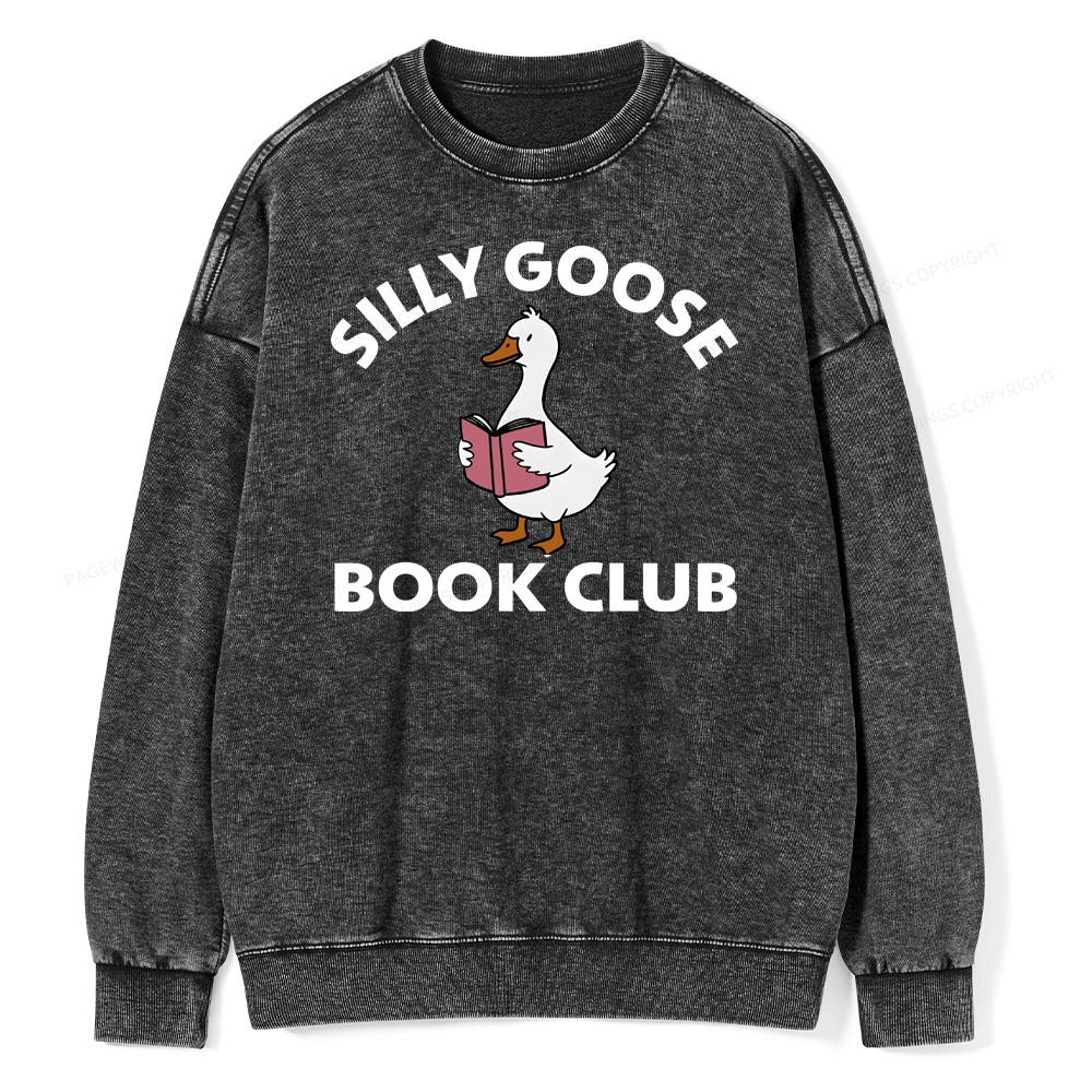 Pagewing Cute Silly Goose Unisex Washed Sweatshirt