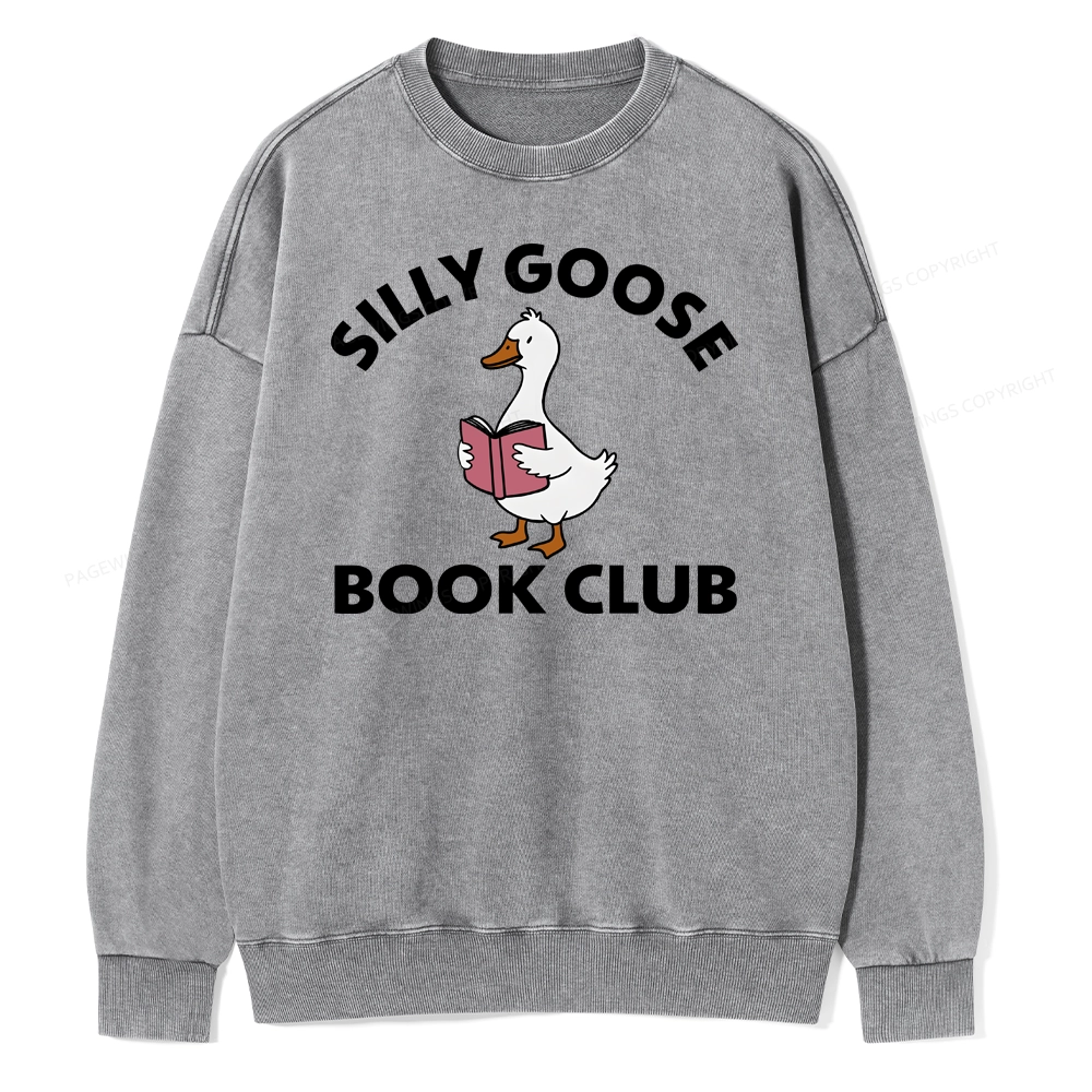 Pagewing Cute Silly Goose Unisex Washed Sweatshirt