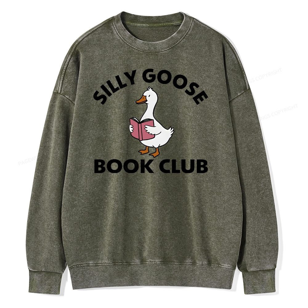 Pagewing Cute Silly Goose Unisex Washed Sweatshirt