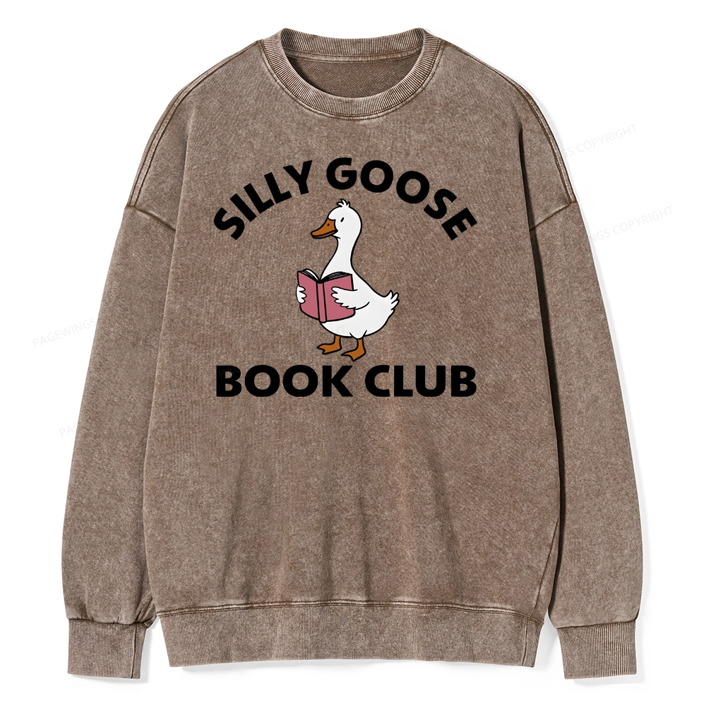 Pagewing Cute Silly Goose Unisex Washed Sweatshirt