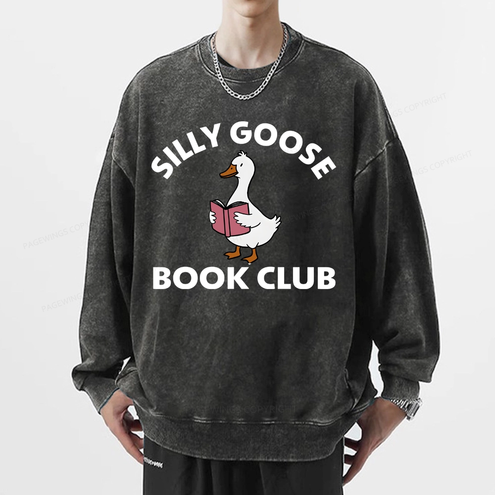 Pagewing Cute Silly Goose Unisex Washed Sweatshirt