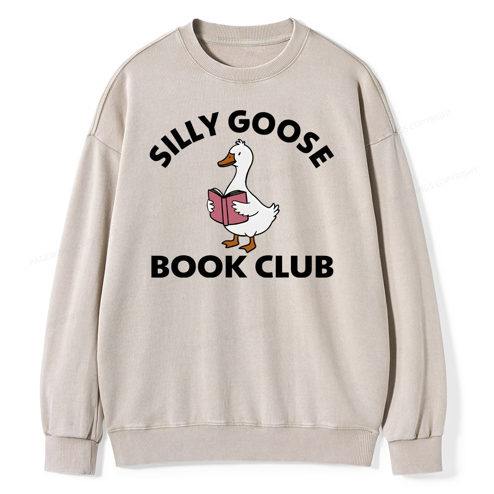 Pagewing Cute Silly Goose Unisex Washed Sweatshirt