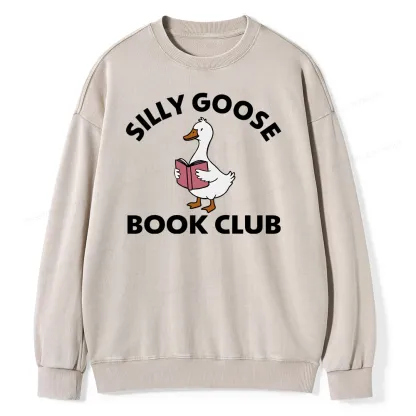 Pagewing Cute Silly Goose Unisex Washed Sweatshirt