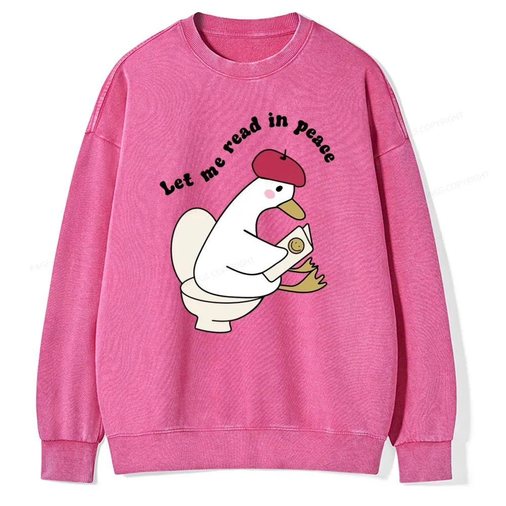 Pagewing Let Me Read In Peace Unisex Washed Sweatshirt