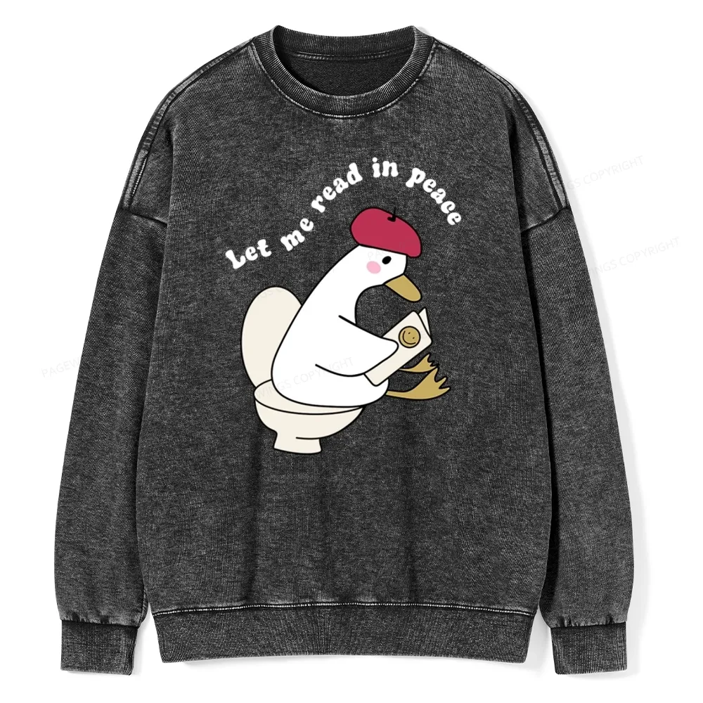 Pagewing Let Me Read In Peace Unisex Washed Sweatshirt