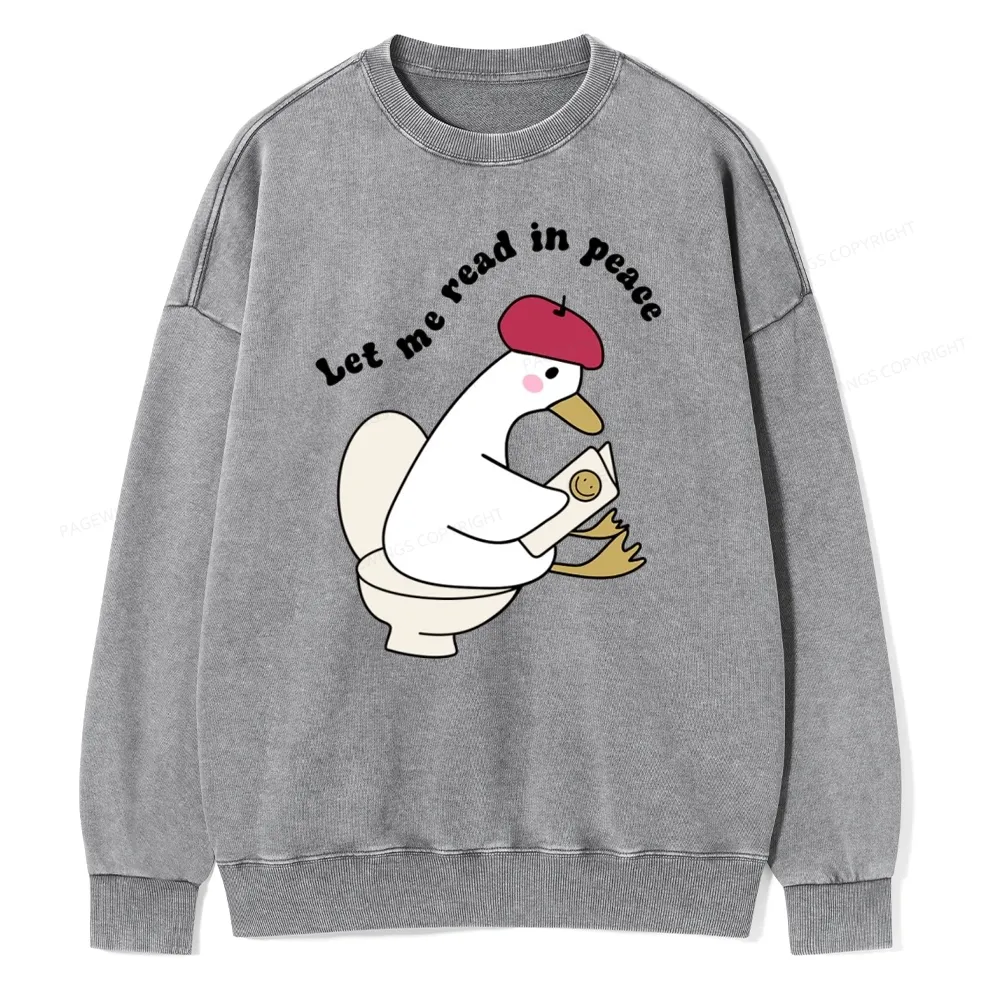 Pagewing Let Me Read In Peace Unisex Washed Sweatshirt