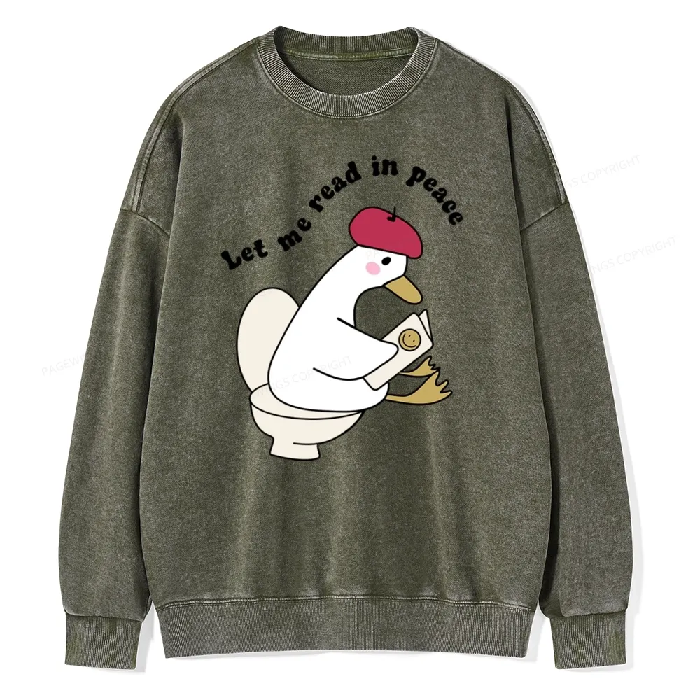 Pagewing Let Me Read In Peace Unisex Washed Sweatshirt