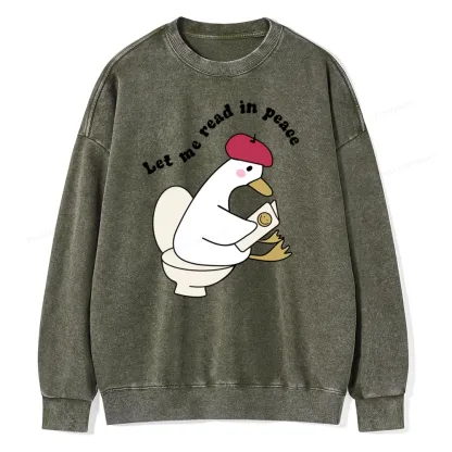 Pagewing Let Me Read In Peace Unisex Washed Sweatshirt