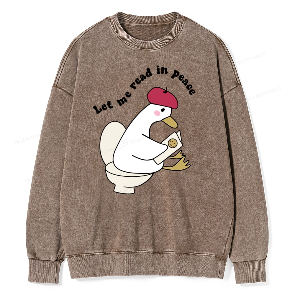 Pagewing Let Me Read In Peace Unisex Washed Sweatshirt