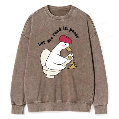 Pagewing Let Me Read In Peace Unisex Washed Sweatshirt