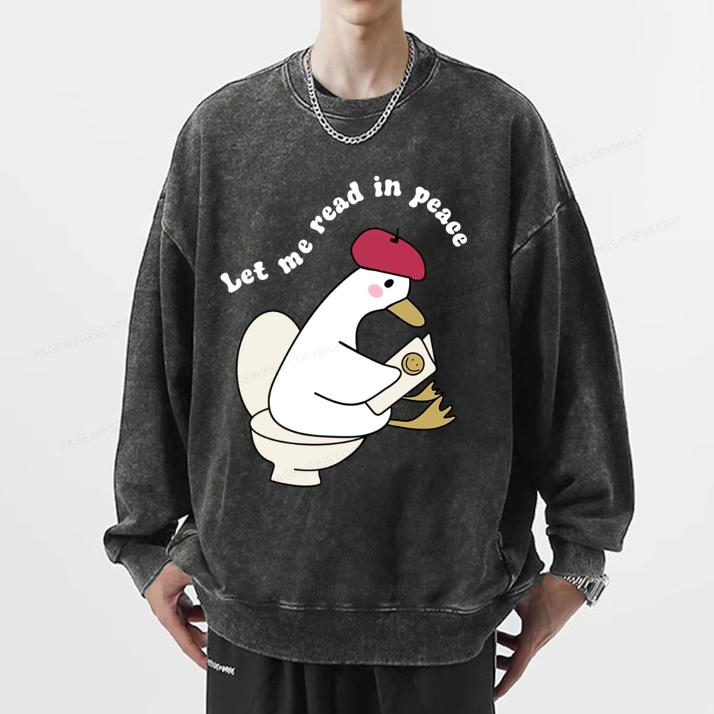 Pagewing Let Me Read In Peace Unisex Washed Sweatshirt
