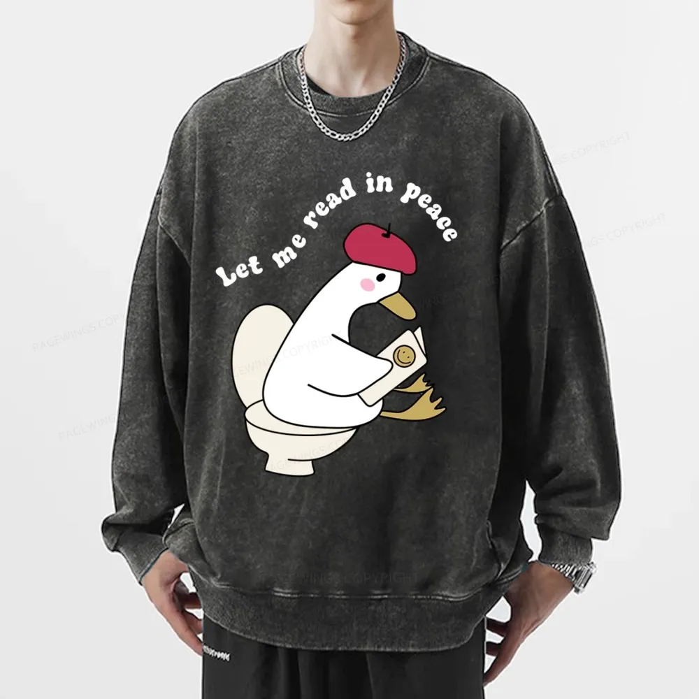 Pagewing Let Me Read In Peace Unisex Washed Sweatshirt