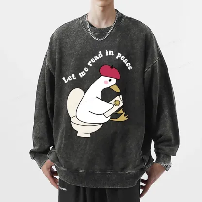 Pagewing Let Me Read In Peace Unisex Washed Sweatshirt