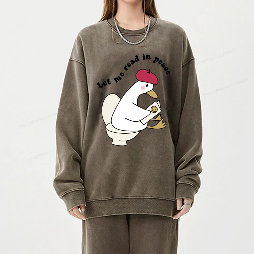 Pagewing Let Me Read In Peace Unisex Washed Sweatshirt