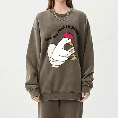 Pagewing Let Me Read In Peace Unisex Washed Sweatshirt