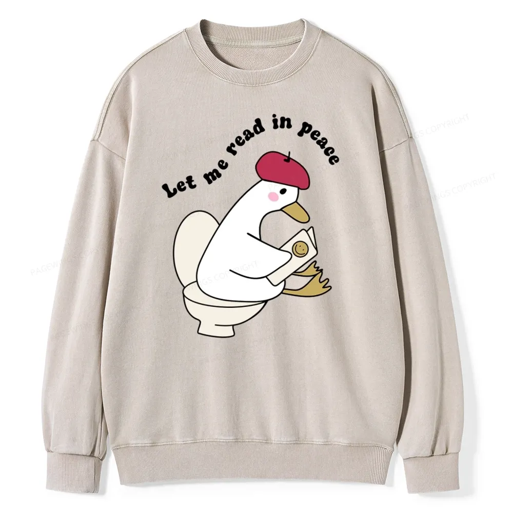 Pagewing Let Me Read In Peace Unisex Washed Sweatshirt