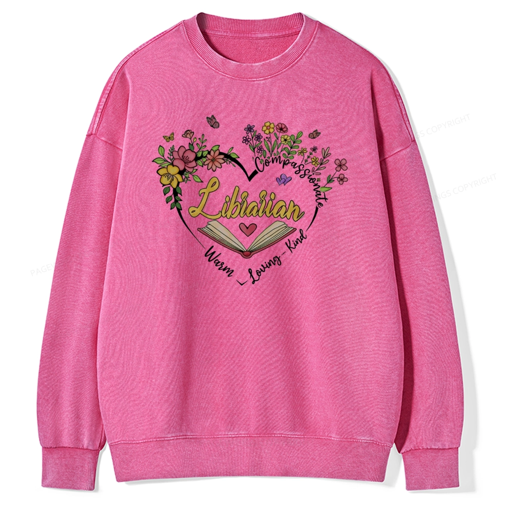 Pagewing Librarian Life Unisex Washed Sweatshirt