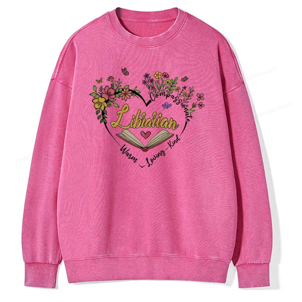 Pagewing Librarian Life Unisex Washed Sweatshirt