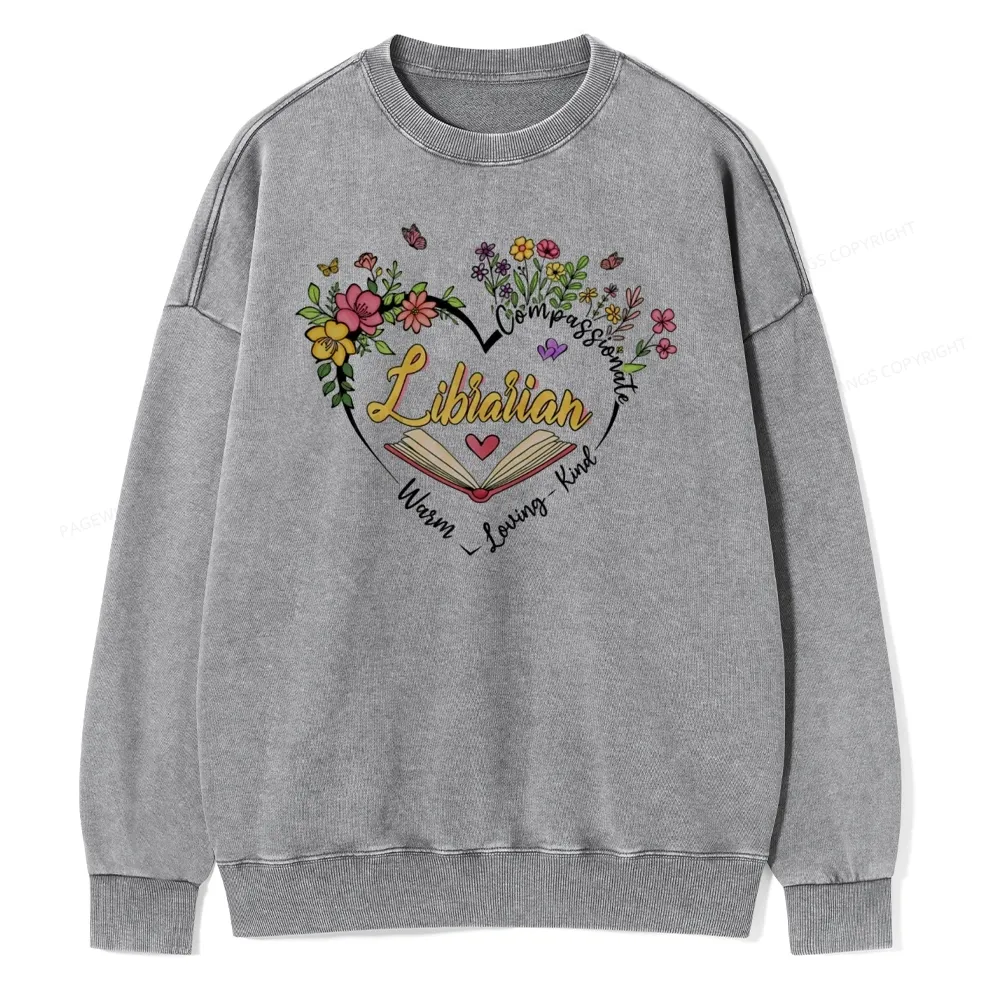 Pagewing Librarian Life Unisex Washed Sweatshirt