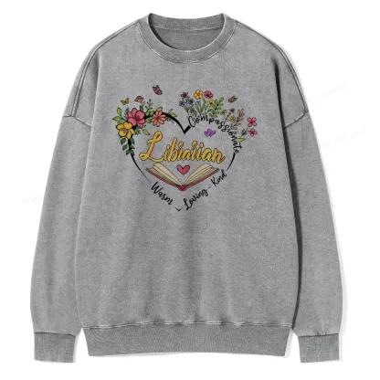 Pagewing Librarian Life Unisex Washed Sweatshirt