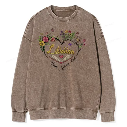 Pagewing Librarian Life Unisex Washed Sweatshirt