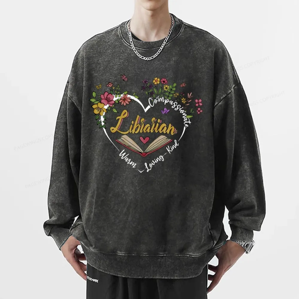 Pagewing Librarian Life Unisex Washed Sweatshirt