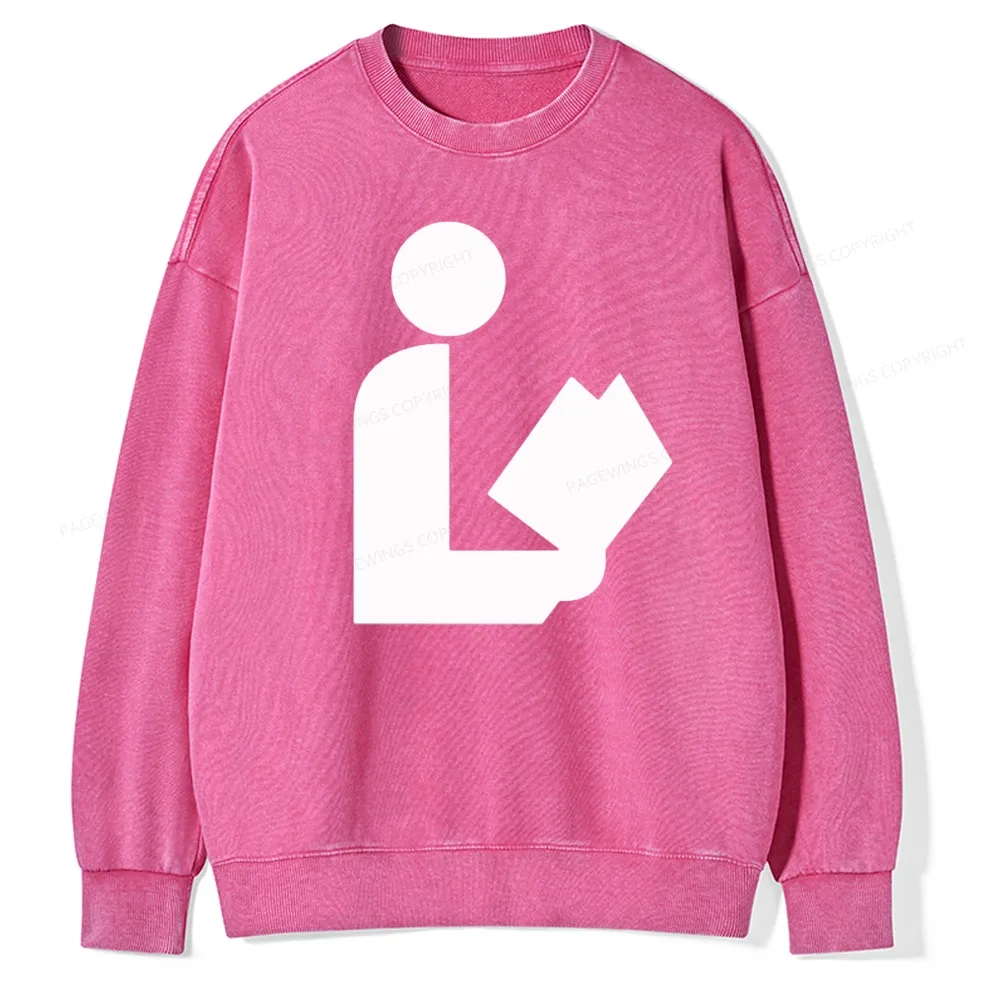 Pagewing National Library Symbol Unisex Washed Sweatshirt