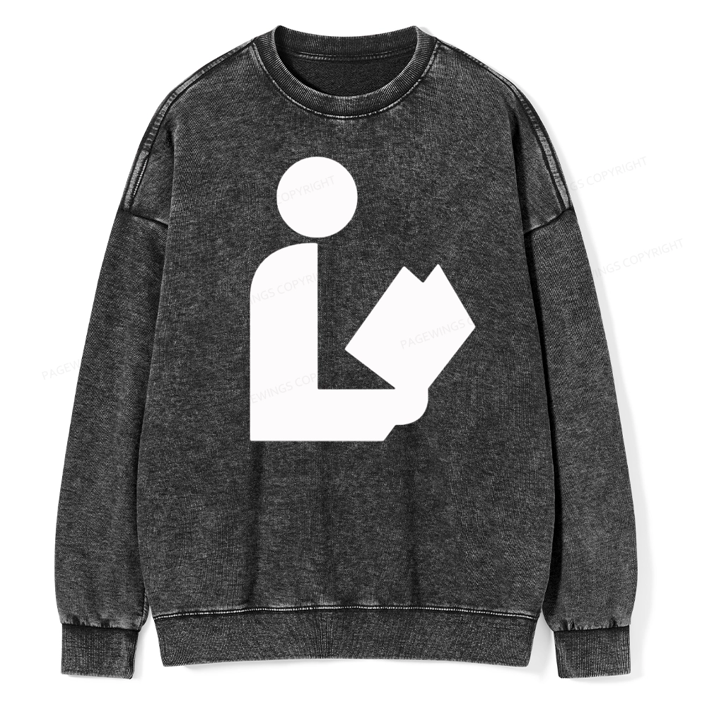 Pagewing National Library Symbol Unisex Washed Sweatshirt