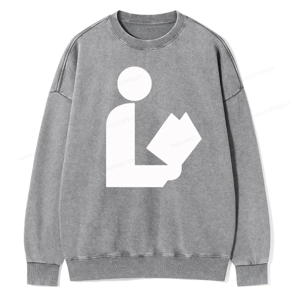 Pagewing National Library Symbol Unisex Washed Sweatshirt