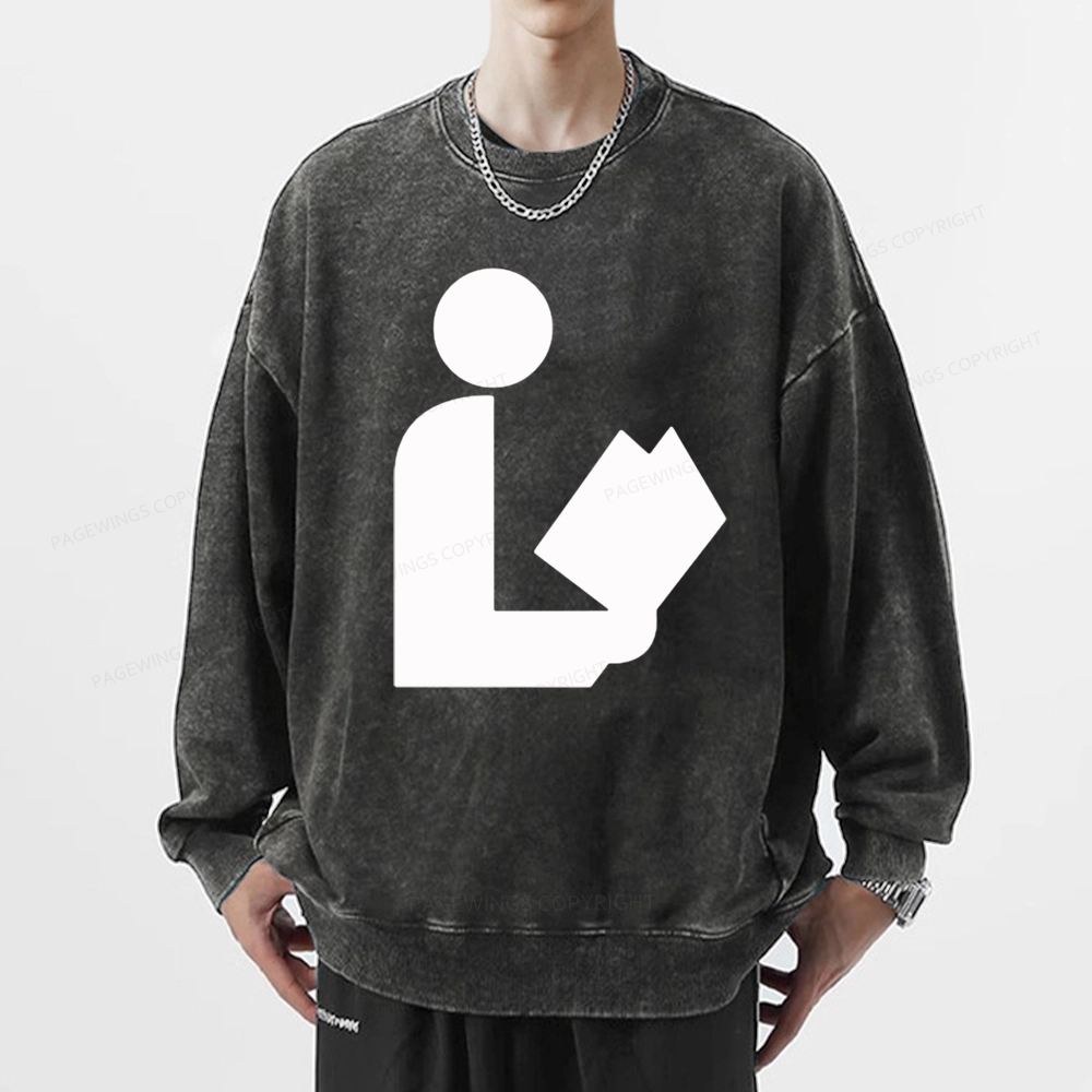 Pagewing National Library Symbol Unisex Washed Sweatshirt