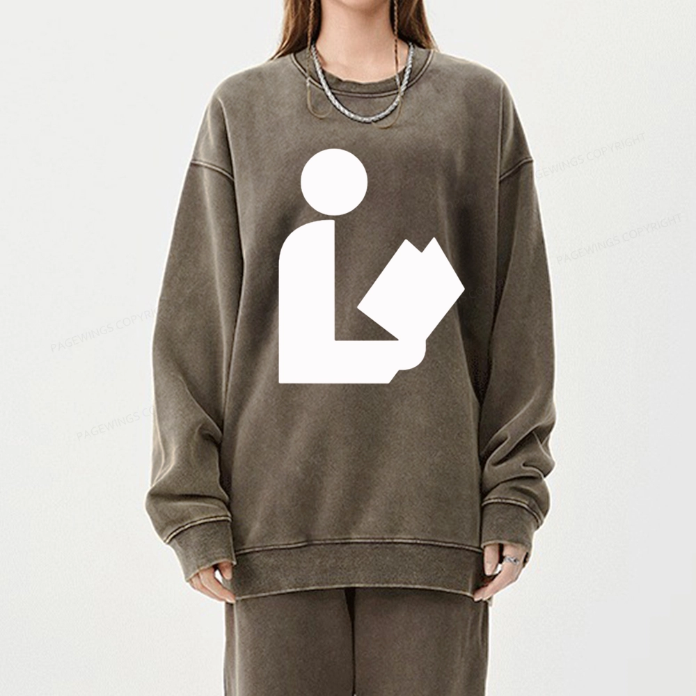 Pagewing National Library Symbol Unisex Washed Sweatshirt