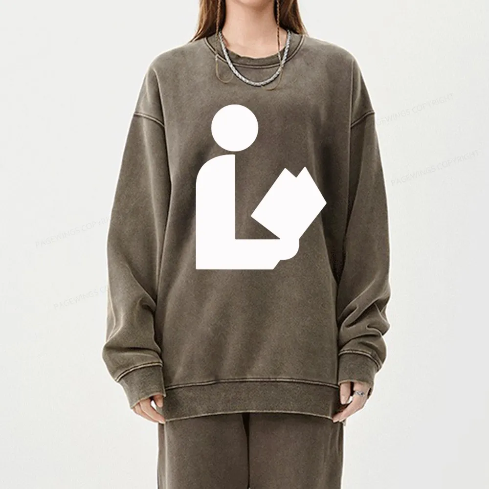 Pagewing National Library Symbol Unisex Washed Sweatshirt