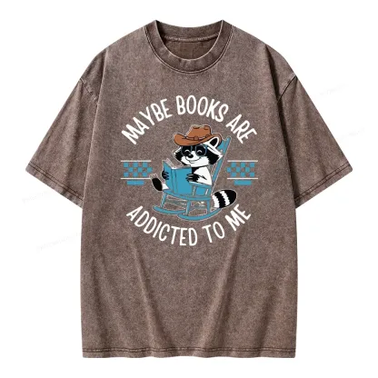 Pagewing Books Are Addicted To Me Unisex Washed T-shirt