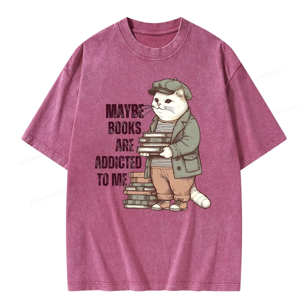 Pagewing Books Are Addicted To Me Unisex Washed T-shirt