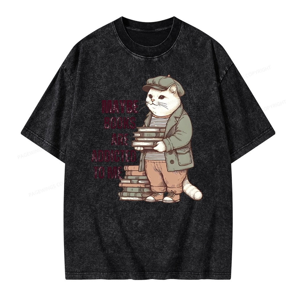 Pagewing Books Are Addicted To Me Unisex Washed T-shirt
