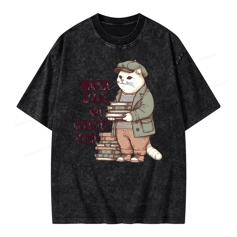 Pagewing Books Are Addicted To Me Unisex Washed T-shirt