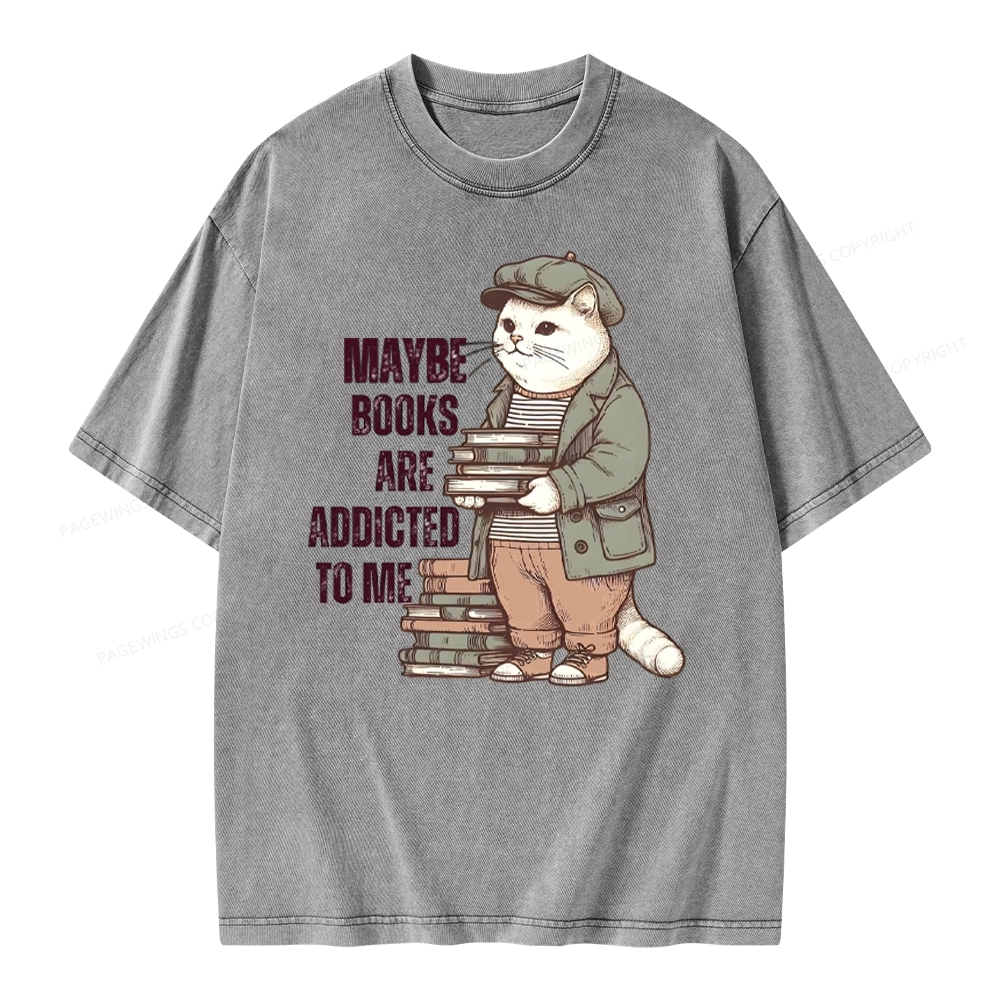 Pagewing Books Are Addicted To Me Unisex Washed T-shirt