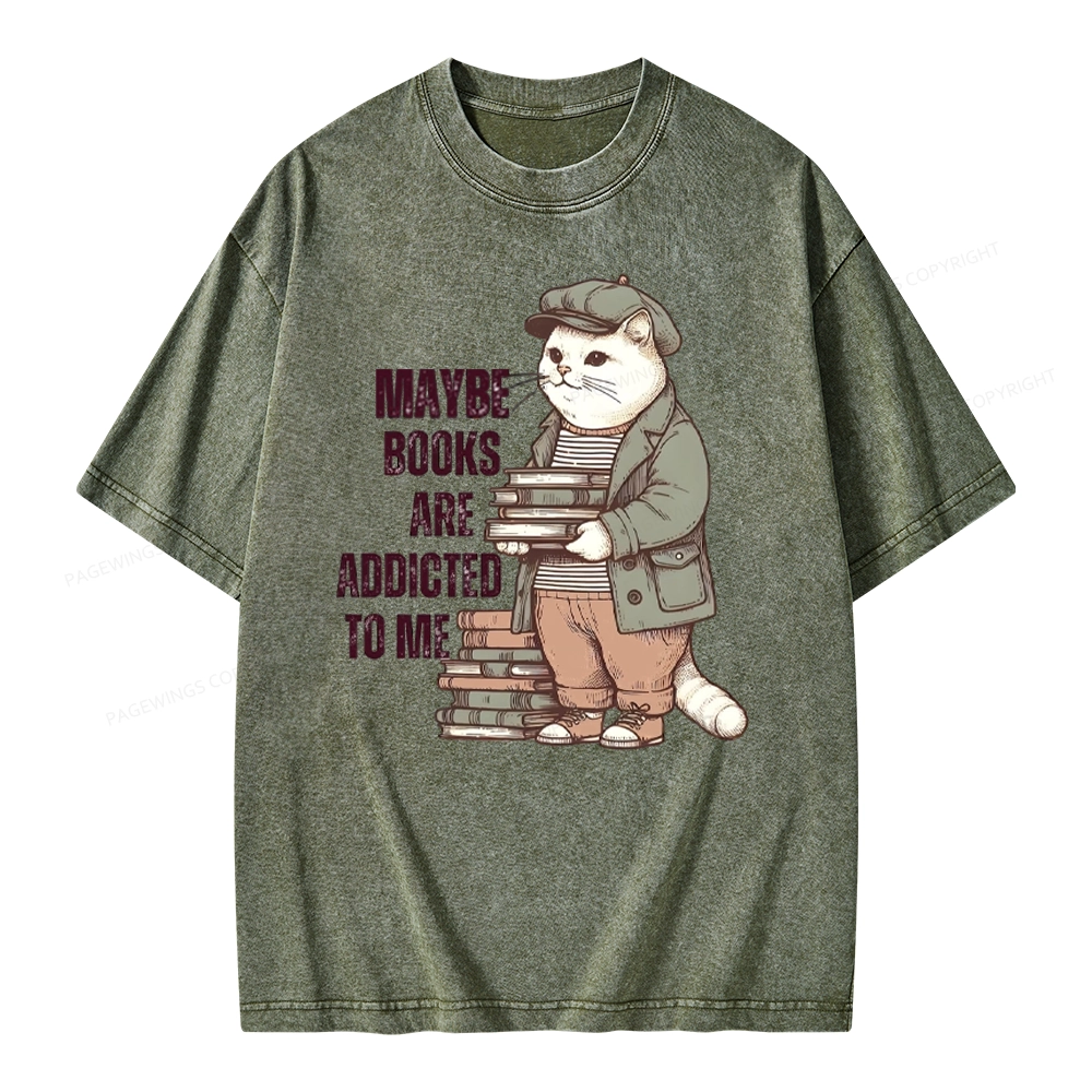 Pagewing Books Are Addicted To Me Unisex Washed T-shirt