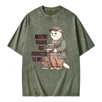 Pagewing Books Are Addicted To Me Unisex Washed T-shirt