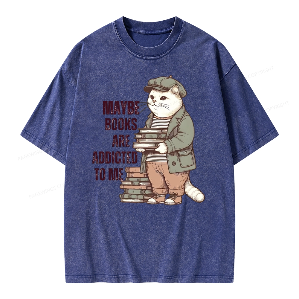 Pagewing Books Are Addicted To Me Unisex Washed T-shirt