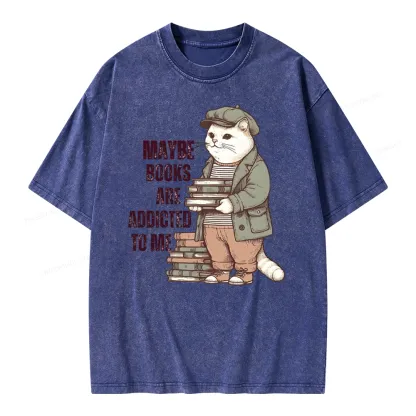 Pagewing Books Are Addicted To Me Unisex Washed T-shirt