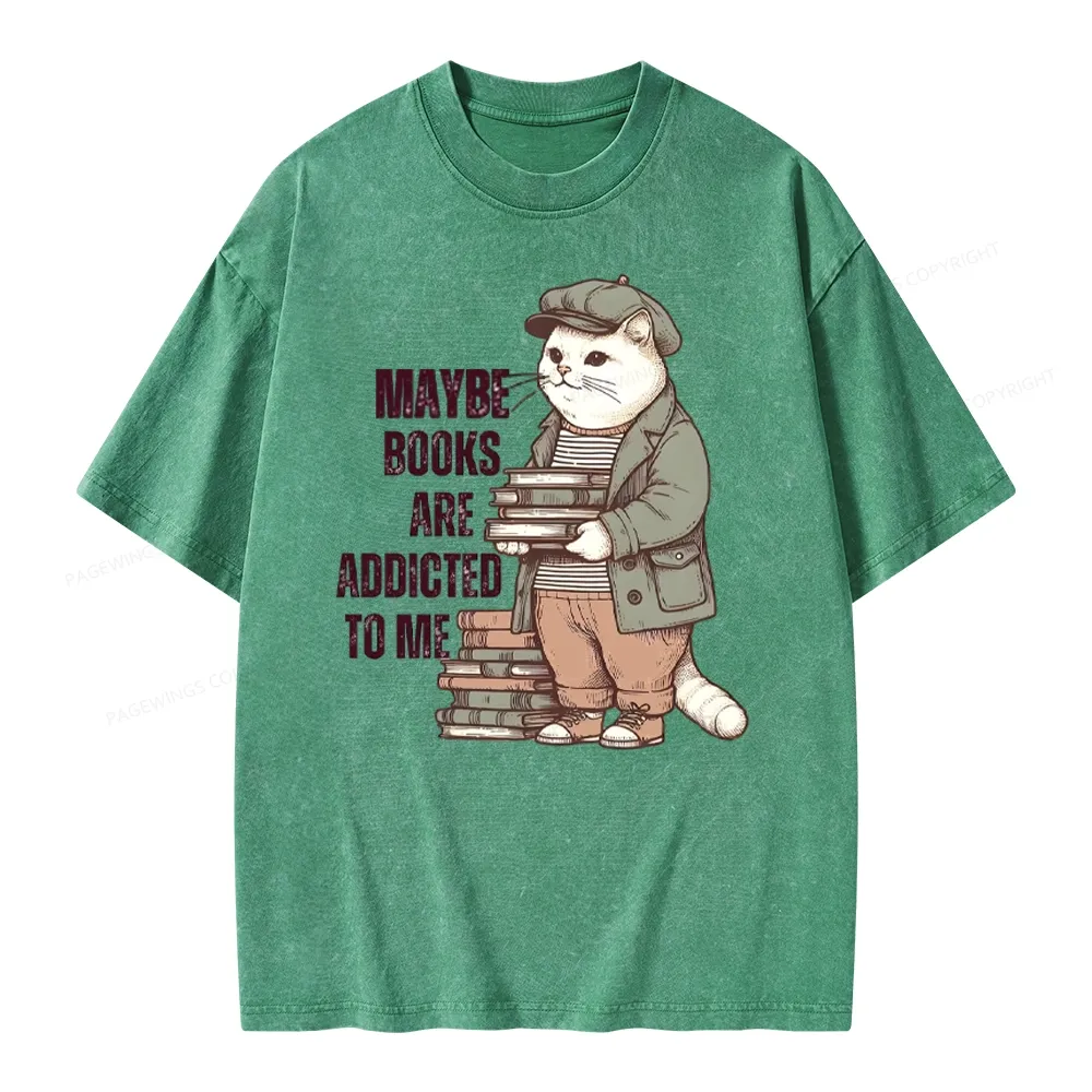 Pagewing Books Are Addicted To Me Unisex Washed T-shirt