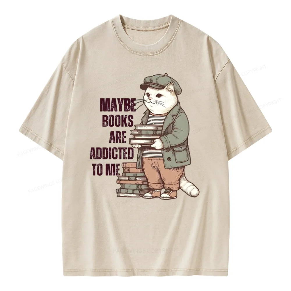 Pagewing Books Are Addicted To Me Unisex Washed T-shirt