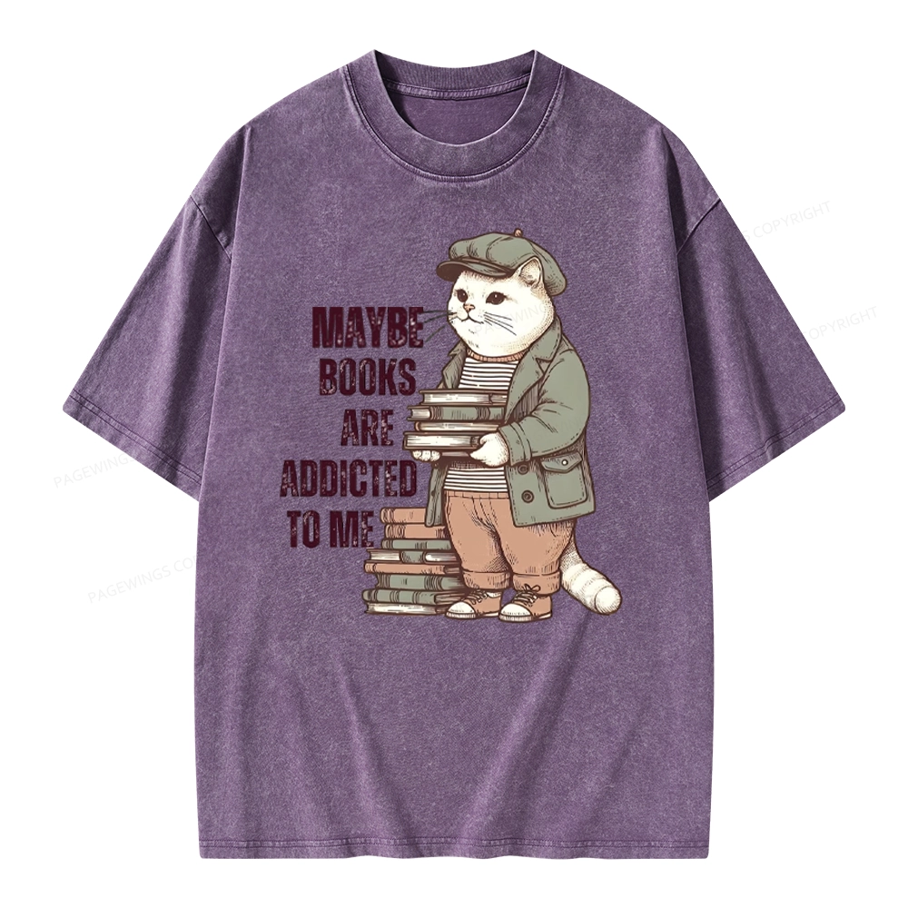 Pagewing Books Are Addicted To Me Unisex Washed T-shirt