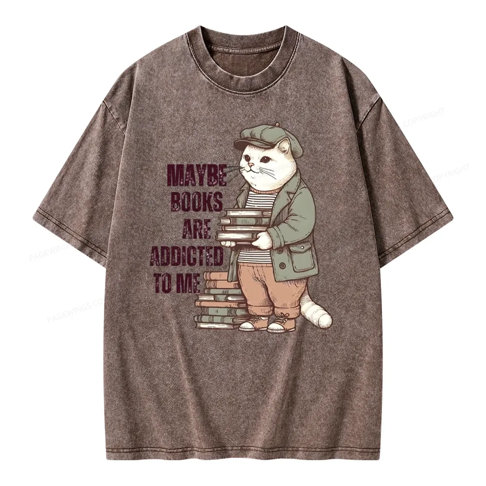 Pagewing Books Are Addicted To Me Unisex Washed T-shirt