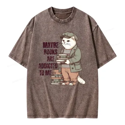 Pagewing Books Are Addicted To Me Unisex Washed T-shirt