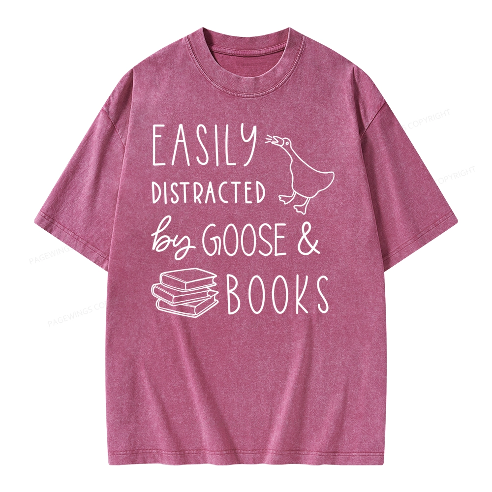 Pagewing Easily Distracted Unisex Washed T-shirt