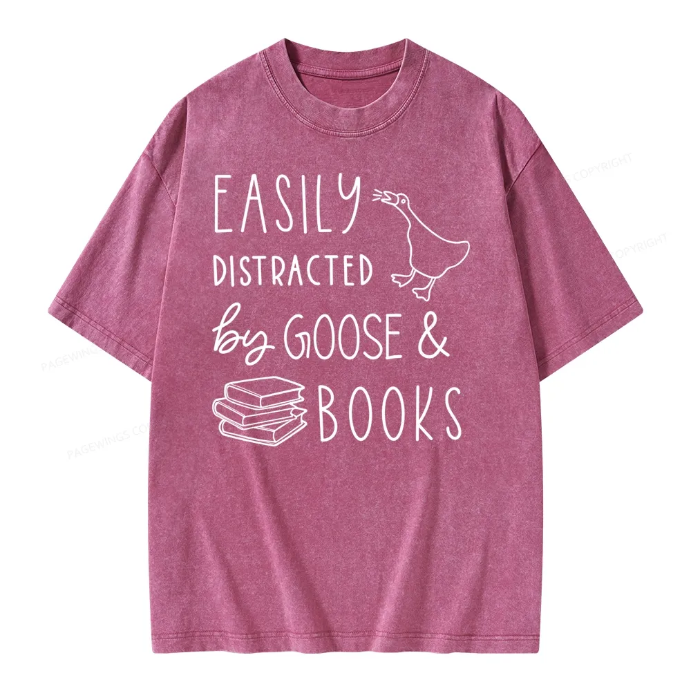 Pagewing Easily Distracted Unisex Washed T-shirt