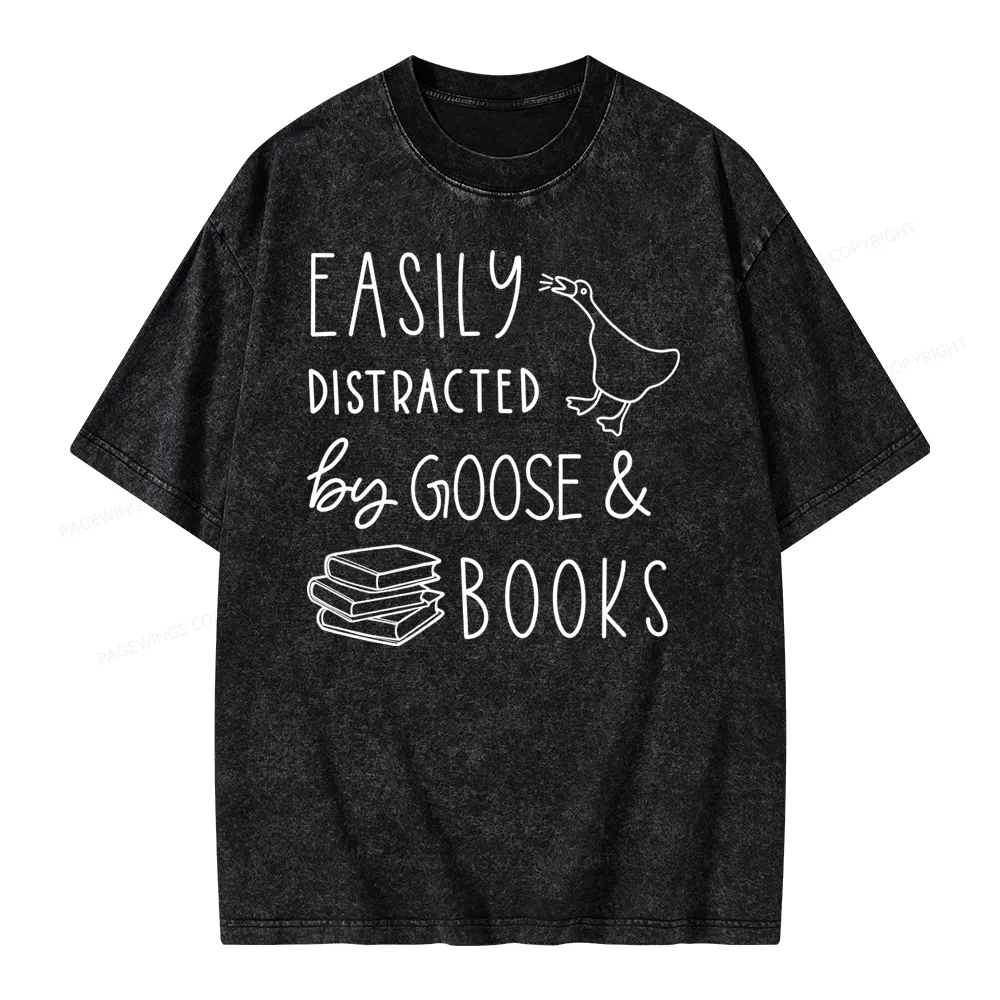 Pagewing Easily Distracted Unisex Washed T-shirt